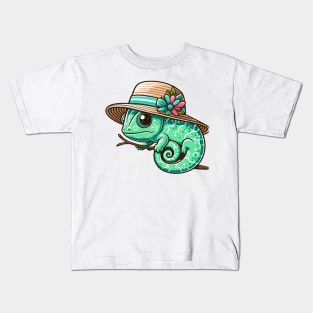 Stylish Chameleon with Hat Kids T-Shirt